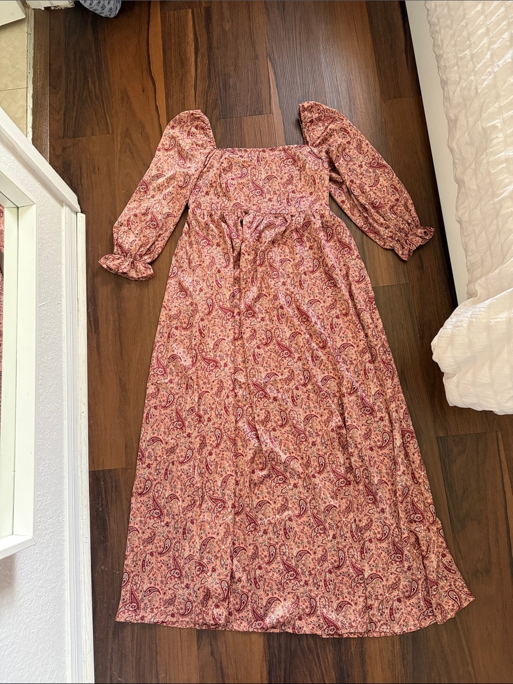 Pink Lily Paisley Maxi Dress in Dusty Rose and Burgundy